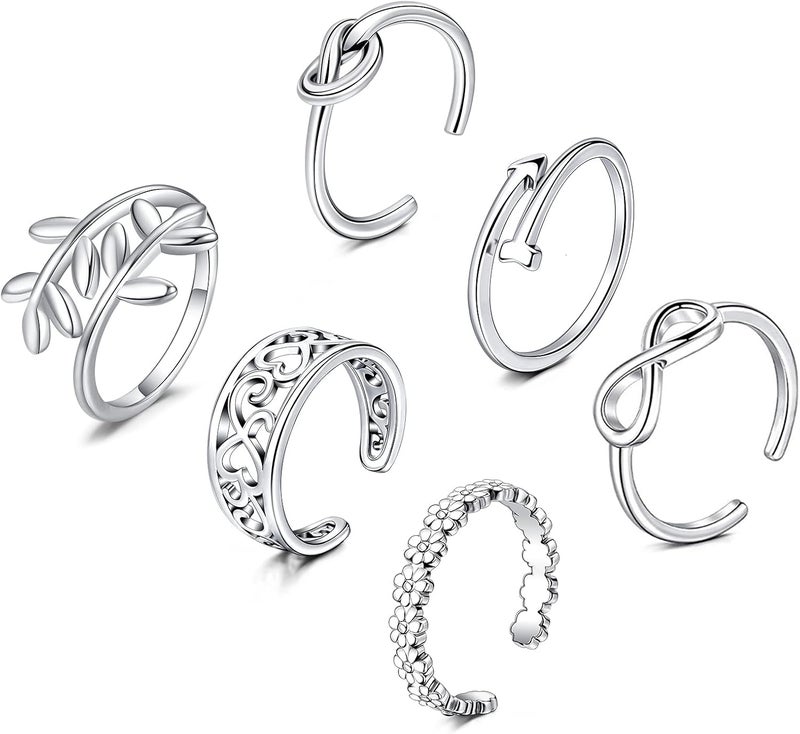 JFORYOU Toe Rings for Women Adjustable Open Toe Rings with Anklet Set CZ Flower Toes Ring for Summer Beach Foot Jewelry - Image 2